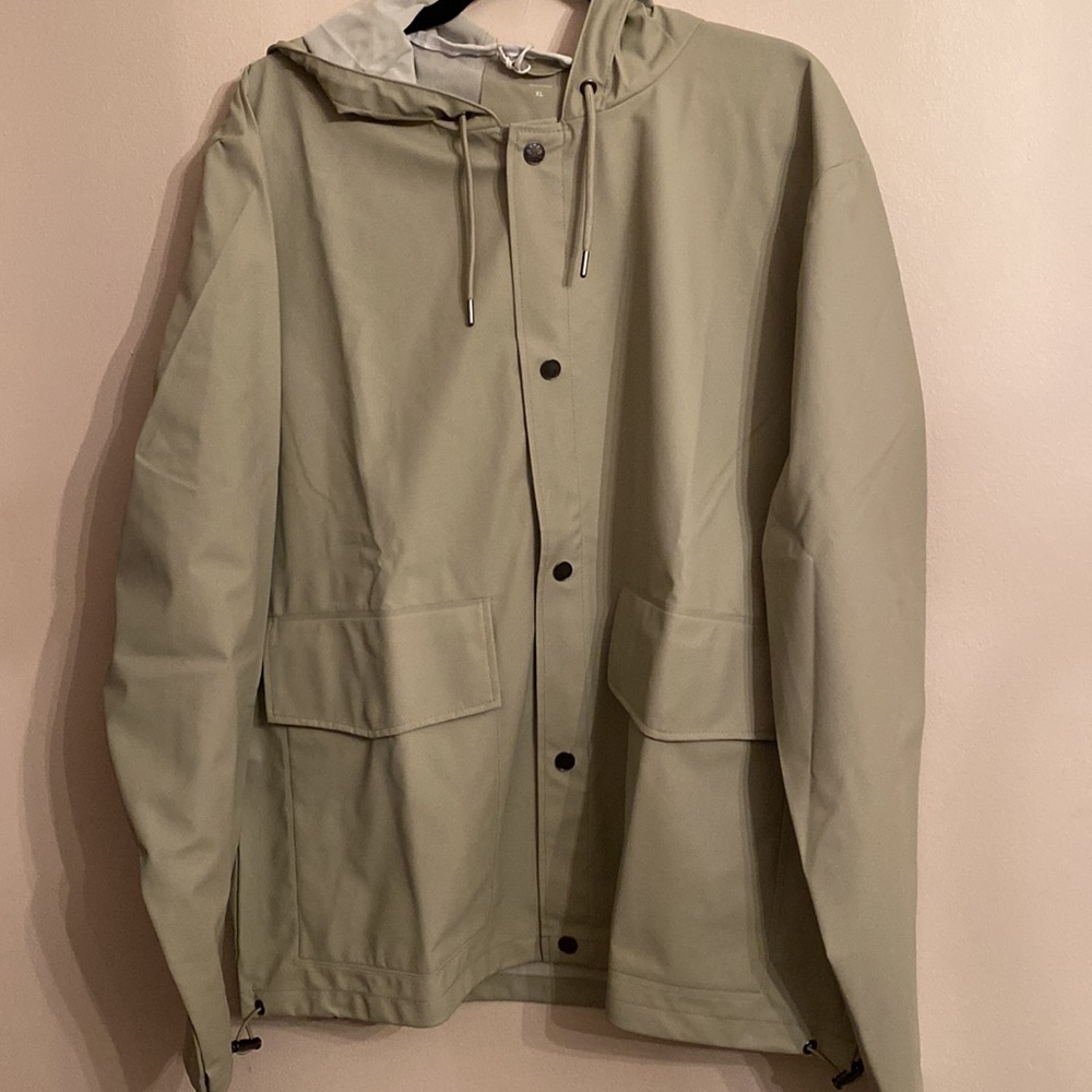 Rains Short Hooded Coat Color Cement Size XL